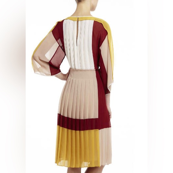 $468 BCBG RUNWAY S DRESS GOLD MAROON GWENNA IOWA STATE THANKSGIVING COLORS - Picture 3 of 7